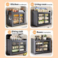 PANDH 3Tier Kitchen Dish Rack Cabinet Organizer Dustproof Multifunctional Countertop Kitchen Storage Cabinet. 