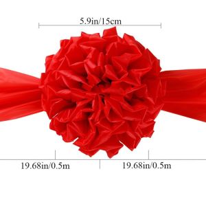 UNQCSA Red Cloth Big Ribbon-Cutting Glorious Wedding Square Dance Props Flower Ball Hydrangea Ornament