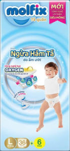 Tã quần Molfix Oxygen size M40/L36/XL32/XXL28+6 miếng