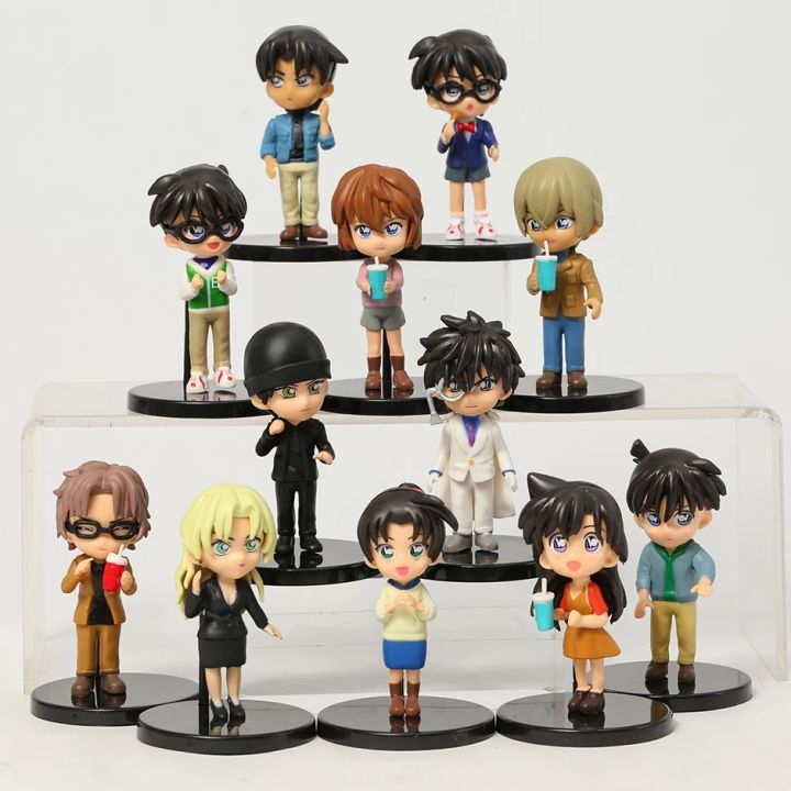Hi Toy 12pcs/set Detective Conan Conan Edogawa Haibara Ai Kid Hattori Heiji Furuya Rei Akai Shuichi Cute Toys Figure Model Dolls