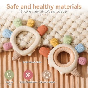 BPA-Free Baby Silicone Teether Sensory ToyFood Grade Baby 0-12 Month Toy Teether Ring Easy-Grip Infant Teething Toy Newborn Gift