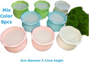 Mini plastic flowerpot for pipe cleaners mini plant design flower pot artificial moss pipe cleaner small plant DIY small plant nylon flower fabric moss Cotton moss flower base