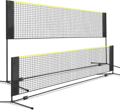 🇸🇬 [READY STOCK] Badminton Rackets Pickleball Net - Height Adjustable Portable Net for Junior Tennis Kids Volleyball & Soccer and Backyard Games - Easy Setup Nylon Sports Net with Poles 10ft / 14ft / 17ft Wide badminton racket