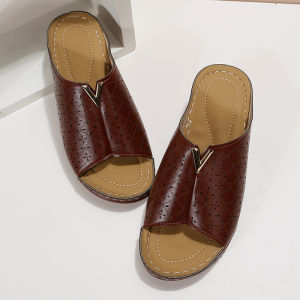 [Free Shipping] 2025 Summer New Collection: Plus-Size Open-Toe Wedge-Heeled Sandals For Women Featuring A Thick Sole