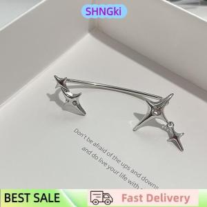 SHNGki 1Pair Fashion Silver Color Star Clip Ear Cuff Earrings for Women Zircon No Piercing Trendy Ear Clip Gothic Irregular Earcuff Earring Jewelry