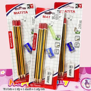 Set 12 Bút Chì Gỗ Kuromi Melody Cinamoroll Kèm Tẩy Tặng Gọt Đệm Tay Bút Chì Gọt 2B/HB Cho Học Sinh