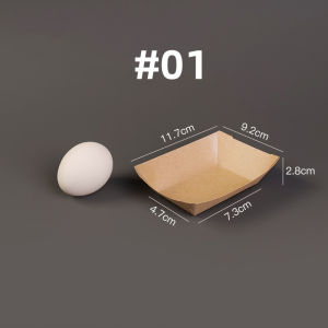 UMI 6 Size Boat Shaped Premium Brown Kraft Paper Tray Cake Fries Snack Fast Food Goodies Container Catering Dulang Kertas