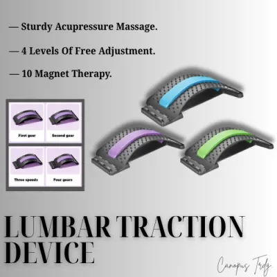 Best Seller LUMBAR TRACTION DEVICE (Random Color) | Lumbar Traction Orthotic Magic Back Support Stretch Spine | 4 Level Adjustable Lumbar Cracker Board Massager | Lower and Upper Back Relief Relax Spine | Back Massage Stretcher | Magnetic Pressure Lumbar.