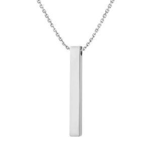 UNIQ Personalized STAINLESS STEEL Custom Engrave Vertical Bar Pendant Necklace