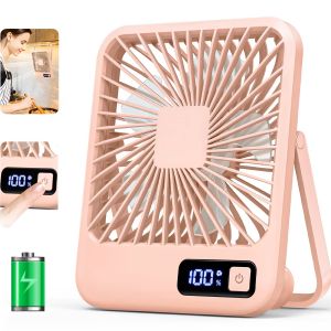 ECILY Desk Fan Portable USB Rechargeable Fan 180° Tilt Folding Personal Fan With Power Display 5 Speeds Ultra Quiet Table Fan