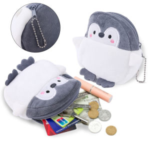 Cartoon Penguin Coin Purse Lovely Girls Boys Animal Earphone Case Plush Doll Pendant Mini Wallet Gift USB Cable Pouch Card Holder Money Bag