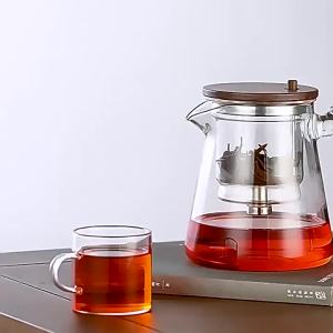 Creative Magic Glass Teapot Heat Resistant Large Capacity Lazy Kungfu Drip Teapot with Wooden Handle Tea Water Separation