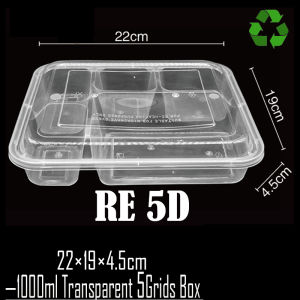50-Pack Multi-Compartment Clear Microwavable Bento Box with Plastic Lid - Durable Food Storage Containers