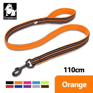 TRUELOVE 110cm Reflective Dog Leash Mesh Padded Outdoor Training Pet Dog Nylon Leash Outside for Small Large Dog Safety Training