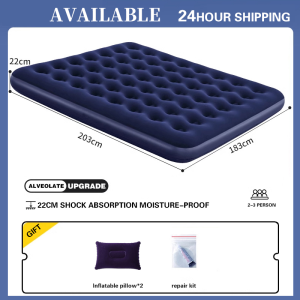 Portable Camping Air Mattress with Waterproof - Durable Double Person Inflatable Bed with Manual/AC Electric Pump