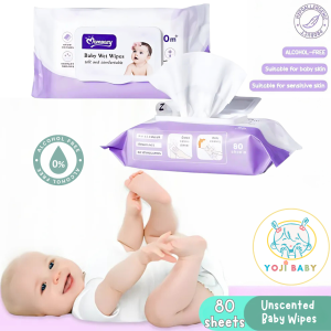 Momeasy 80 Pulls Unscented Gentle Baby Wet Wipes for All Skin Type for Newborn & Up Alcohol-Free