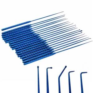 QSWTITAN 21cm  Titanium Micro Nerve Hook Vessel Hook Micro Spatula Dissectors Micro Curette Nerve Teardrop Disserctor