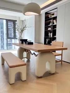 Nordic Solid MK Wood Cream Wind Mcdull Dining Table Wooden Color Office Desk Homestay Rectangular Antique Designer Desk