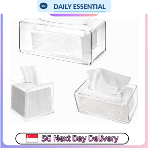 【DAILY ESSENTIAL】 Clear Tissue Box with Sliding Base - Small / Medium / Large