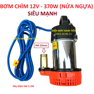 Máy Bơm Chìm 12Vôn 370W Siêu Khỏe Cánh Inox 304 Mẫu Mới - Bơm Tưới Tiêu