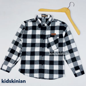 Baju couple keluarga Ibu Ayah Anak Kemeja Kotak Flanel Hem Set Cewek Cowok Lengan Panjang