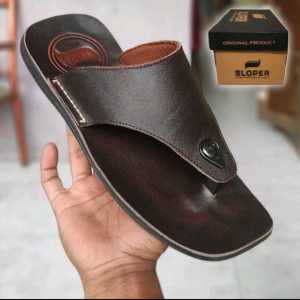 Sandal Kulit Pria Model Jepit Karvil Kode 304 Coklat Tua Sendal Cowok Kekinian