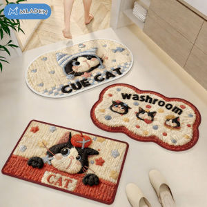 MLADEN Cartoon Cat Bathroom Floor Mat Absorbent Bathroom Shower Door Floor Kitchen Keep Dry FastDrying Door Mat