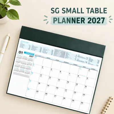 SG Small Table Planner 2027 with Singapore Public Holidays Calendar Desk Calendar