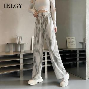 IELGY tie-dye wide-leg pants loose and thin mopping long casual pants women