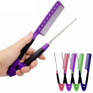 NSONLA Folding Hair Straightener Comb Flat Comb Washable Hair Brush Combs Barber Accessories Anti-Static V Type Comb Salon