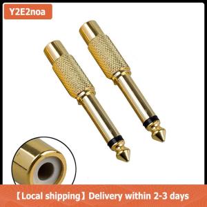 【Local shipping】 2Pc 6.35mm 1 4 Mono Male Jack to RCA Female Plug Audio Adapter Cable Converter