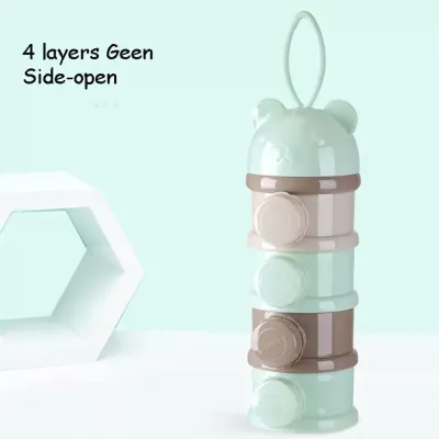 3/4Layer Portable Baby Food Storag Box Multiple Openings Cereal Cartoon Infant Milk Powder Box Toddle Snack Container