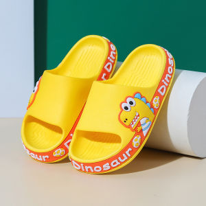 2023 new childrens cartoon dinosaur word slippers soft bottom kids non-slip slippers