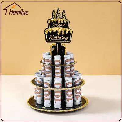 Dolity Paper Money Holder Unique Surprise Creative Birthday Cash Cake Money Holder for Cash Gift for Festival Party Supplies Graduation