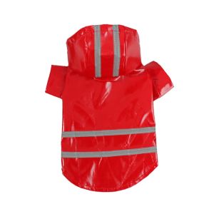 ER52858 Reflective Dog Hooded Raincoat PU Towable Small Dog Clothes Stylish Soft Dog Rain Cloak Puppy