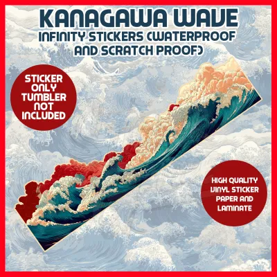 KANAGAWA WAVE VINYL STICKER – WATERPROOF INFINITY DESIGN JAPANESE AESTHETIC TUMBLER STICKER WRAP AROUND