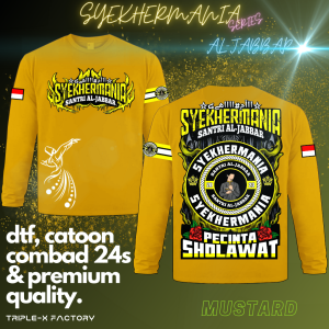 (SMB19)KAOS MAJELIS SYEKHERMANIA"SANTRI AL-JABBAR"LENGAN PANJANG UKURAN ANAK DAN DEWASA"FREE STIKER"