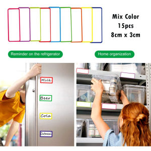 15pcs Handwritten Name Stickers Dry Erase Magnetic Label Reusable Magnetic Name Tags Color Broder Label