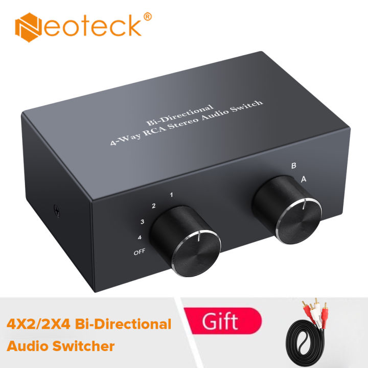 Neoteck 4-Way 2 in 4 Out or 4 in 2 Out Stereo L/R Sound Channel Bi ...