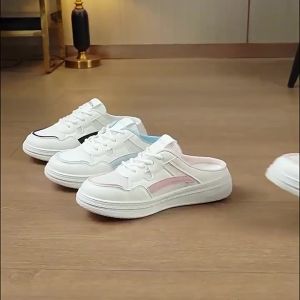 [Free Shipping] W096 Summer WomenS White Half-Slipper Shoes 2025 New Model Backless Open-Toed Soft Sole Comfortable Sandals