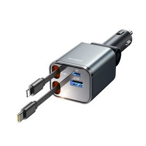 JOYROOM JR-CCL05 65W ที่ชาร์จ ในรถยนต์แบบหลายพอร์ต 3in1  USB 1port +1type-c มาพร้อมสายชาร์จ ในตัว