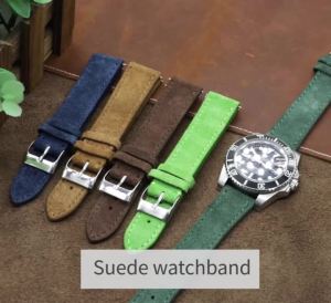 New Soft Suede Leather Watch Band 18mm 20mm 22mm Gray Blue Pink Green Watch Strap Handmade Stitching Watch Accessories for Men2026