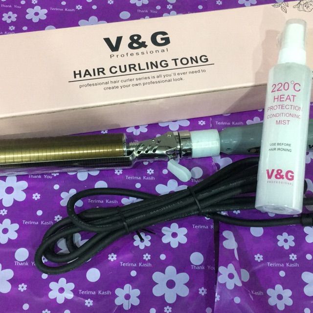 V&G Professional Hair Curling Tong (Free Heat Protection Mist