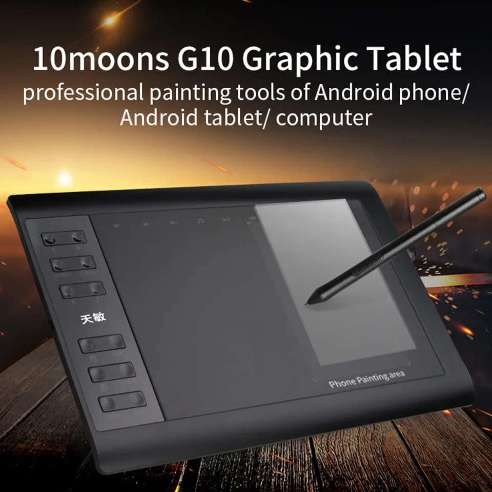 Bisofice 10moons G10 Digital Art Graphics Drawing Tablet 10 x Inches  Ultralight Art Creation Sketch with Battery-free Stylus Pen Nibs 8192  Levels
