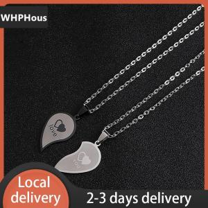 [COD] WHPHous Ship within 24 hours Couples Jewelry Heart Necklaces Couple Necklace Stainless Steel Engraved Love Pendants Necklace Valentines Day