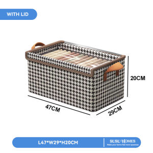 SUSU HOMES Foldable Clothes Storage Box With Lid Wardrobe Pants Organizer Kotak Baju simpan barang bertutup 收纳盒