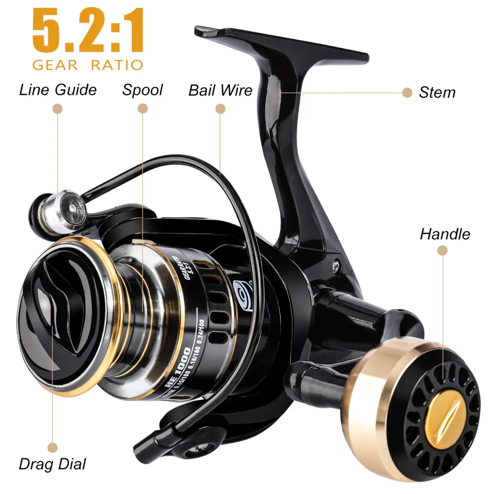 Spinning Fishing Reel 1000-3000 Series 5.2:1 Gear Ratio12BB EVA/ Mental  Comfortable Handle Ultralight Smooth