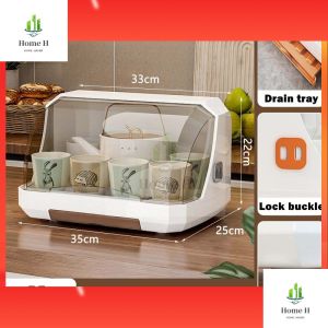 Cup Drainer Cup Holder Dish Drainer Kitchen Shelf Dustproof Box With Cover Baby Bottle Rack