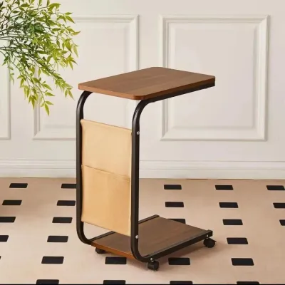 NEXASHOP Nordic Style Sofa Side Table with Wheels 2-Tier Storage Shelf Coffee Table High Quality Movable Tea Table
