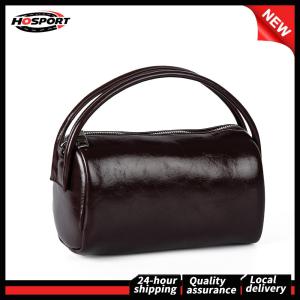 【Free Shipping】 PU Leather Cylindrical Bag Adjustable Shoulder Strap Simple Crossbody Bag Large Capacity for Women Mother Kid Bags Girl